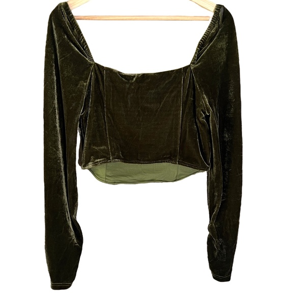 NWT Hansen & Gretel Velvet Meredith Crop Top in Sage Green Size Large - Picture 9 of 11